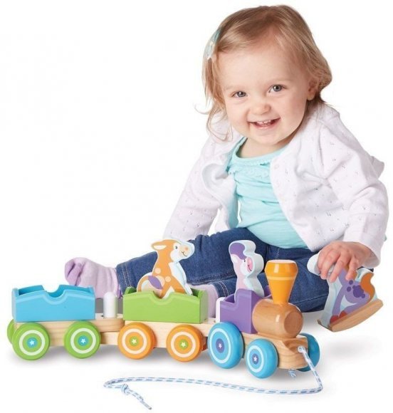 Дерев'яний поїзд із тваринами MD14608