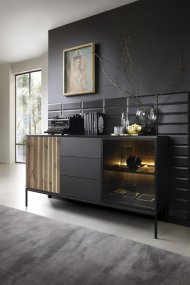 Комод з підсвіткою Perfect Home Сенто / Sento KSZ154 2-дверний з 3 шухлядами Чорний/дуб вотан (PFH-091487) Комод з підсвіткою Perfect Home Сенто / Sento KSZ154 2-дверний з 3 шухлядами Чорний/дуб вотан (PFH-091487)