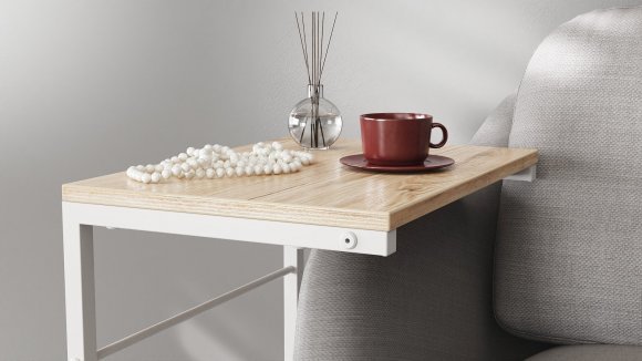 Столик приставний Террі Ferrum-decor 650x440x330 Білий метал ДСП Дуб Сан-Марино 16 мм (FRD-104656)