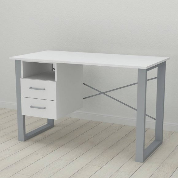 Письмовий стіл із ящиками Ferrum-decor Оскар 750x1400x600 метал Сірий ДСП Біле 16 мм (FRD-103248) Письмовий стіл із ящиками Ferrum-decor Оскар 750x1400x600 метал Сірий ДСП Біле 16 мм (FRD-103248)