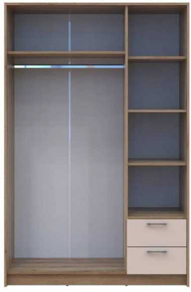 Шафа для одягу Doros Ронді Дуб Артизан/Кашемір 3ДСП 121х52х195 DRS-011661 (80737815)