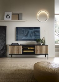 Тумба під ТВ з підсвіткою Perfect Home Сенто / Sento RTV154 3-дверна Чорний/дуб вотан (PFH-091485) Тумба під ТВ з підсвіткою Perfect Home Сенто / Sento RTV154 3-дверна Чорний/дуб вотан (PFH-091485)