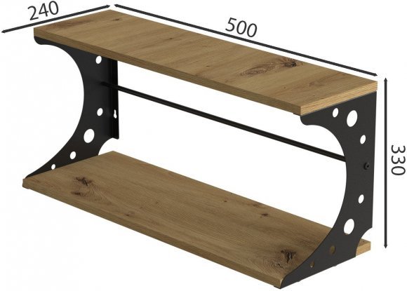 Настінна полиця Ferrum-decor Букін 330x500x240 метал Чорний ДСП Дуб Артизан 16 мм (FRD-102847) Настінна полиця Ferrum-decor Букін 330x500x240 метал Чорний ДСП Дуб Артизан 16 мм (FRD-102847)