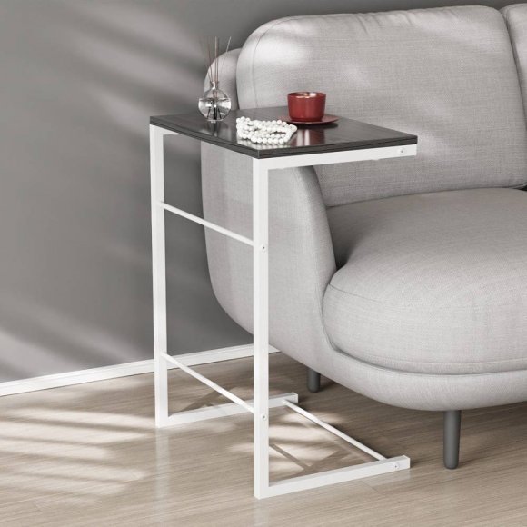 Столик приставний Террі Ferrum-decor 650x440x330 Білий метал ДСП Сосна Кембра 16 мм (FRD-104657)