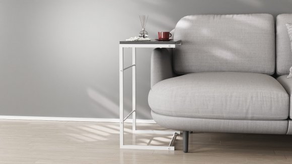 Столик приставний Террі Ferrum-decor 650x440x330 Білий метал ДСП Сосна Кембра 16 мм (FRD-104657)