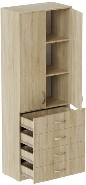 Шафа Анжело Ferrum-decor на 3 полиць з 2 дверима та 4 ящики 1900x700x380 ДСП Дуб Сонома 16 мм (FRD-105028)