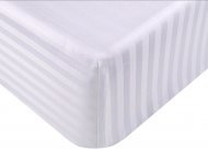 Простирадло Готель сатин страйп 1х1 білий Туреччина 90х200х25 на гумці svt-2000022298988