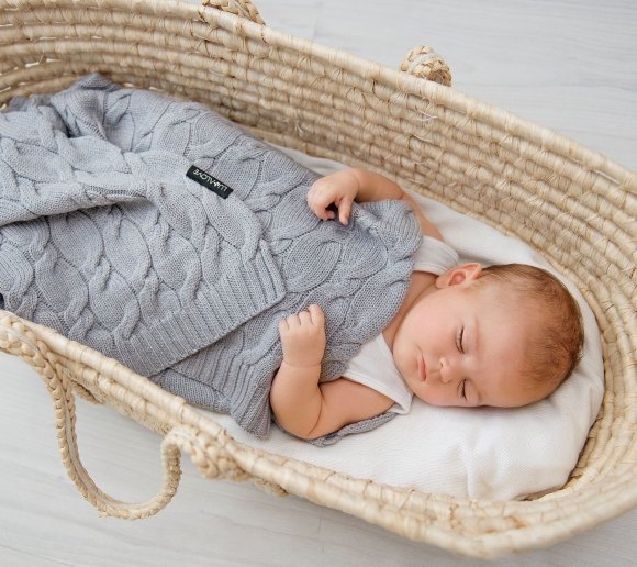Плед плетений Premium Merino 80x100 см Ice Grey lullalove-6647