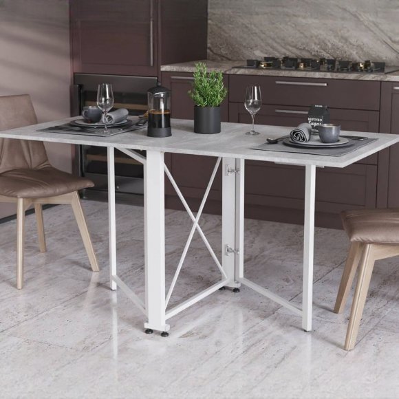 Стіл-книга трансформер Оріон 2 Ferrum-decor 750x1520x730 Білий метал ДСП Бетон 16 мм (FRD-104596) Стіл-книга трансформер Оріон 2 Ferrum-decor 750x1520x730 Білий метал ДСП Бетон 16 мм (FRD-104596)