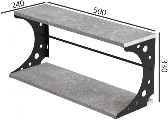 Настінна полиця Ferrum-decor Букін 330x500x240 метал Чорний ДСП Бетон16 мм (FRD-102848)