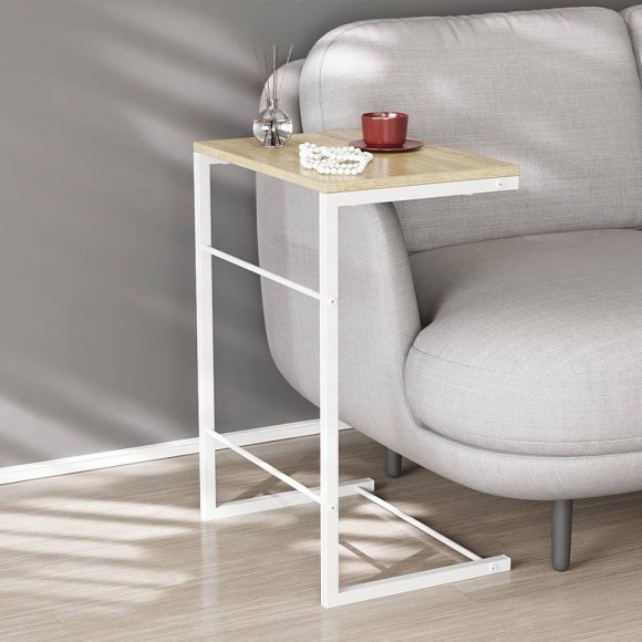 Столик приставний Террі Ferrum-decor 650x440x330 Білий метал ДСП Дуб Сонома 16 мм (FRD-104658)