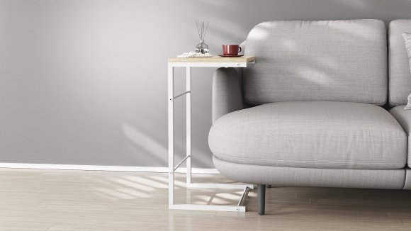 Столик приставний Террі Ferrum-decor 650x440x330 Білий метал ДСП Дуб Сонома 16 мм (FRD-104658)
