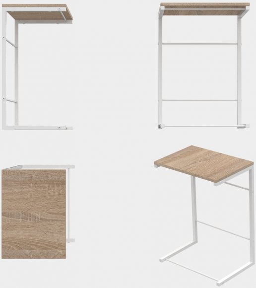 Столик приставний Террі Ferrum-decor 650x440x330 Білий метал ДСП Дуб Сонома 16 мм (FRD-104658)