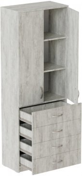 Шафа Анжело Ferrum-decor на 3 полиць з 2 дверима та 4 ящики 1900x700x380 ДСП Бетон 16 мм (FRD-105030)