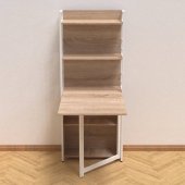 Стіл книжка з етажеркою Практик 2 Ferrum-decor 1555x640x990 Білий метал ДСП Дуб Сонома 16мм (FRD-104635)
