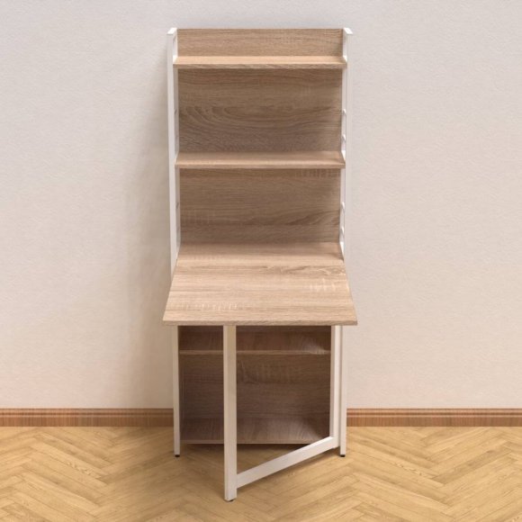 Стіл книжка з етажеркою Практик 2 Ferrum-decor 1555x640x990 Білий метал ДСП Дуб Сонома 16мм (FRD-104635)