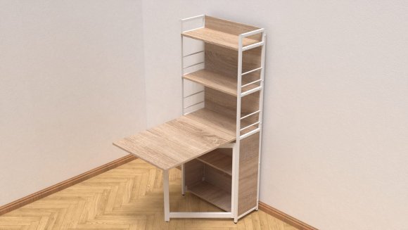Стіл книжка з етажеркою Практик 2 Ferrum-decor 1555x640x990 Білий метал ДСП Дуб Сонома 16мм (FRD-104635)