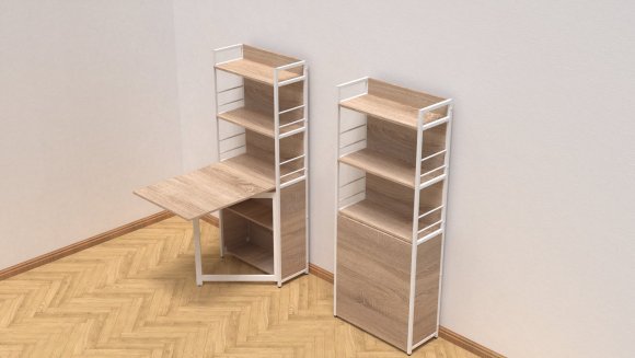 Стіл книжка з етажеркою Практик 2 Ferrum-decor 1555x640x990 Білий метал ДСП Дуб Сонома 16мм (FRD-104635)