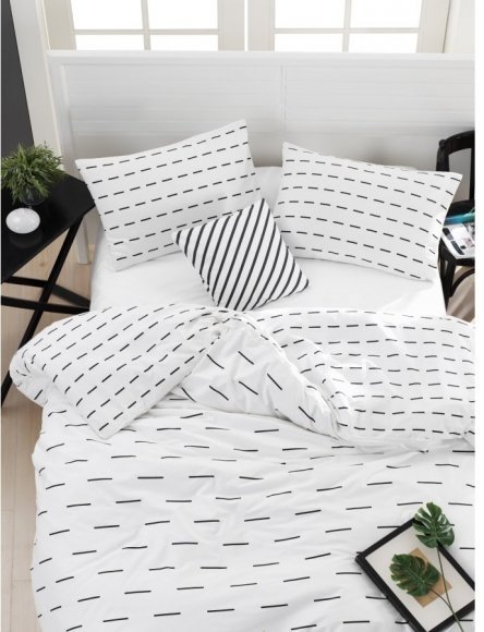 Постільна білизна Home Perfect Ranforce Lace білий сімейний 145х210 см