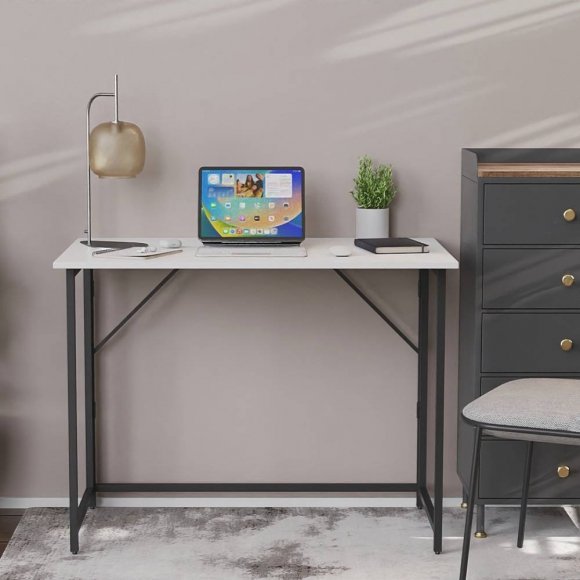 Стіл розкладний Моріс Ferrum-decor 750x1000x600 Чорний метал ДСП Біле 16 мм (FRD-104669)