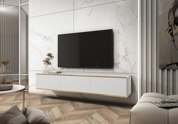 Тумба під телевізор навісна Perfect Home Оро / Oro 3-дверна RTV175 MDF Білий (PFH-091364) Тумба під телевізор навісна Perfect Home Оро / Oro 3-дверна RTV175 MDF Білий (PFH-091364)