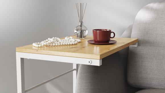 Столик приставний Террі Ferrum-decor 650x440x330 Білий метал ДСП Дуб Артизан 16 мм (FRD-104660)