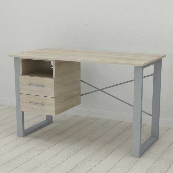Письмовий стіл із ящиками Ferrum-decor Оскар 750x1400x600 метал Сірий ДСП Дуб Сонома 16 мм (FRD-103251) Письмовий стіл із ящиками Ferrum-decor Оскар 750x1400x600 метал Сірий ДСП Дуб Сонома 16 мм (FRD-103251)