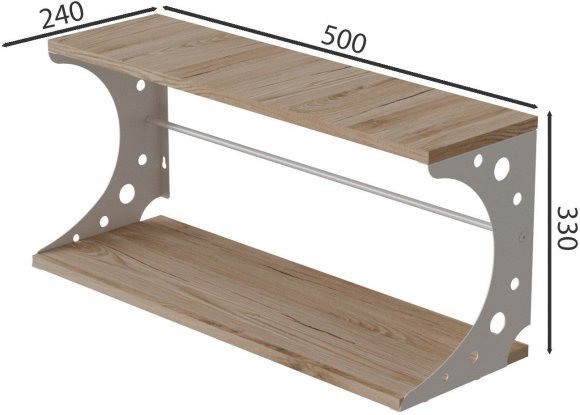 Настінна полиця Ferrum-decor Букін 330x500x240 метал Білий ДСП Дуб Сан-Марино 16 мм (FRD-102850)