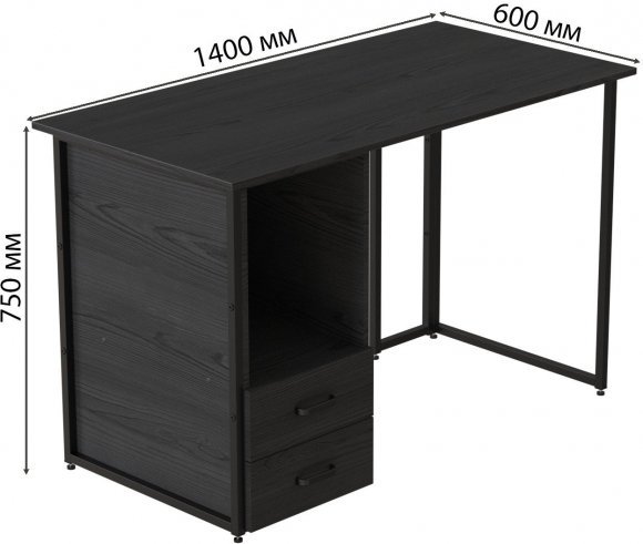 Комп'ютерний стіл Ferrum-decor Отто 76x140x60 чорний ДСП Сосна Кембра 32мм (FRD-103590)