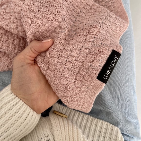Плед плетений Premium Merino Butterfly 80x100 см Powder Pink lullalove-0567