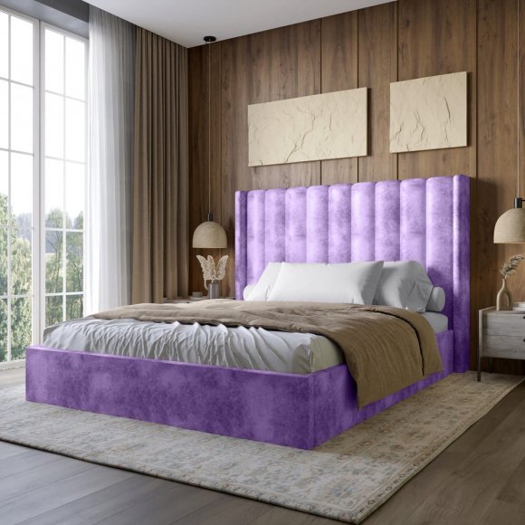 Двоспальне ліжко LION Ніно 160x200 см SILK 401 Лавандовий (LION-045046) Двоспальне ліжко LION Ніно 160x200 см SILK 401 Лавандовий (LION-045046)