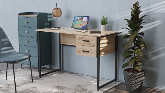 Комп'ютерний стіл Ferrum-decor Дакота 75x140x70 чорний ДСП Дуб Сан-Марино 16мм (FRD-101957)