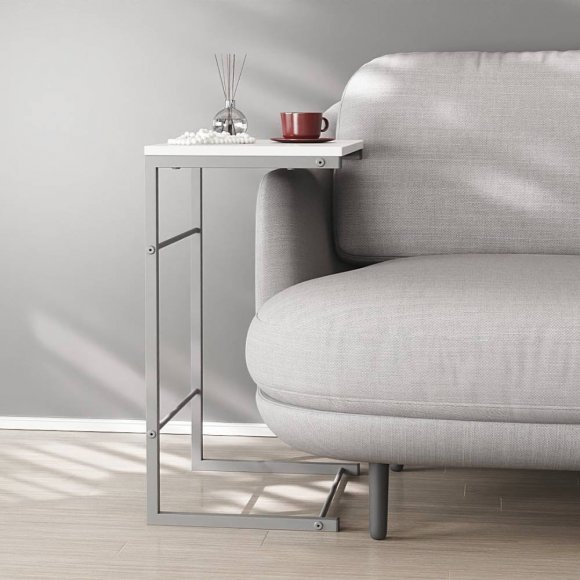 Столик приставний Террі Ferrum-decor 650x440x330 Сірий метал ДСП Біле 16 мм (FRD-104662)