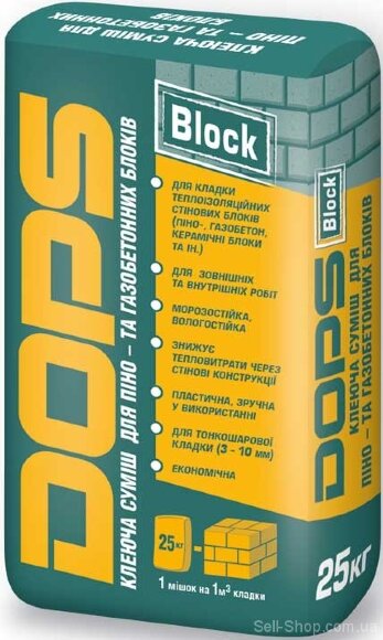 Клейова суміш для піно та газобетонних блоків DOPS Block