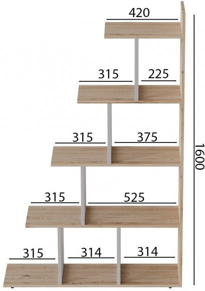 Етажерка Ferrum-decor Стелла 1600x1020x300 Білий метал ДСП Дуб Сан-Марино (FRD-103467)