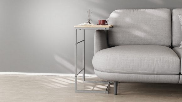 Столик приставний Террі Ferrum-decor 650x440x330 Сірий метал ДСП Дуб Сан-Марино 16 мм (FRD-104663)