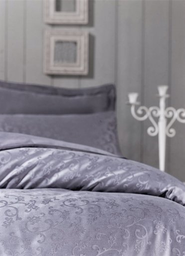 Постільний комплект 200х220 см Deluxe Jacquard Sateen Rimma сірий Постільний комплект 200х220 см Deluxe Jacquard Sateen Rimma сірий