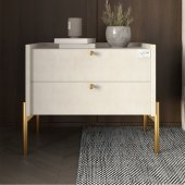 Тумба приліжкова LION Wood з двома шухлядами Бетон style (золоті ножки) (LION-041338) Тумба приліжкова LION Wood з двома шухлядами Бетон style (золоті ножки) (LION-041338)