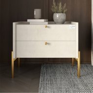 Тумба приліжкова LION Wood з двома шухлядами Бетон style (золоті ножки) (LION-041338)