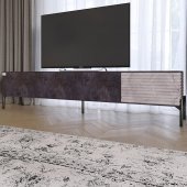 Тумба під телевізор на чорних металевих ніжках LION Грей Бетон темний/Камінь (LION-042549)
