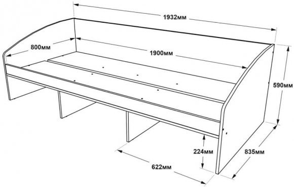 Ліжко односпальне Еверест Комфорт 3 193х84х59 см Графіт (DTM-5729)