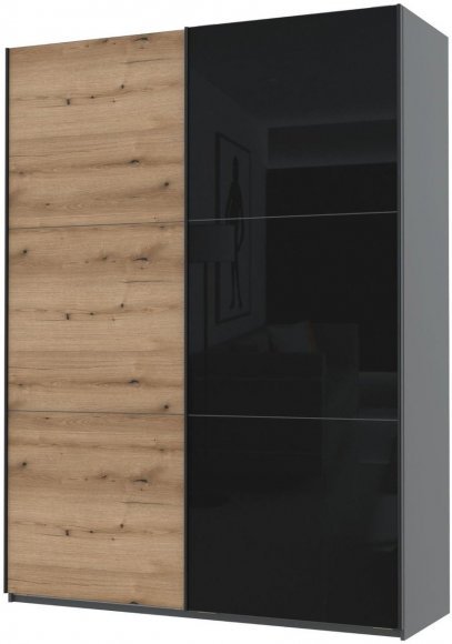 Шафа-купе двохдверна Doros G-Caiser 180х60х240 см Графіт/Дуб евок/1 Чорне скло (DRS-011228) Шафа-купе двохдверна Doros G-Caiser 180х60х240 см Графіт/Дуб евок/1 Чорне скло (DRS-011228)