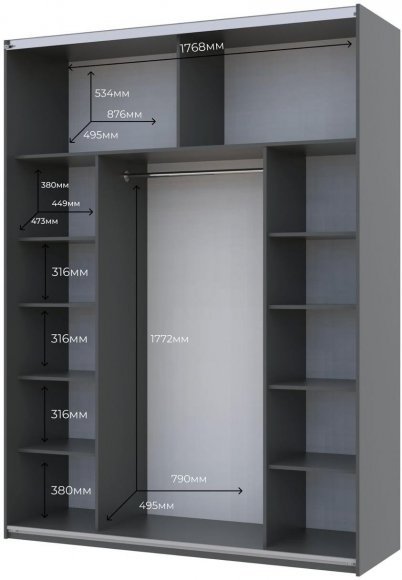 Шафа-купе двохдверна Doros G-Caiser 180х60х240 см Графіт/Дуб евок/1 Чорне скло (DRS-011228) Шафа-купе двохдверна Doros G-Caiser 180х60х240 см Графіт/Дуб евок/1 Чорне скло (DRS-011228)