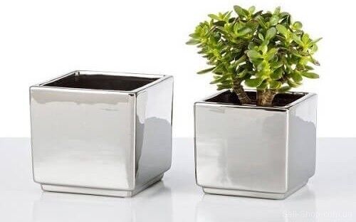 Кашпо для квітів Mirror Silver кераміка 11 дзеркальний куб 58686 Кашпо для квітів Mirror Silver кераміка 11 дзеркальний куб 58686