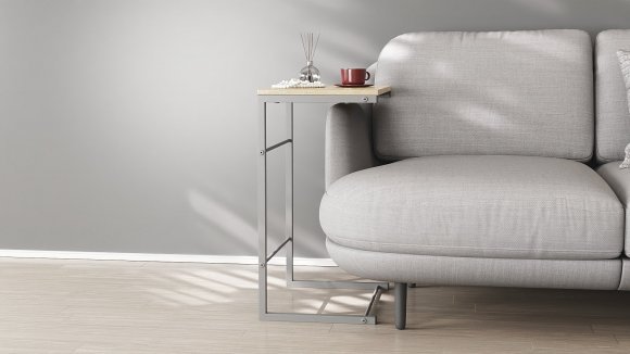 Столик приставний Террі Ferrum-decor 650x440x330 Сірий метал ДСП Дуб Сонома 16 мм (FRD-104665)