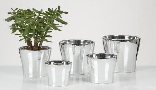 Кашпо для квітів Mirror Silver кераміка 13 дзеркальний 58689 Кашпо для квітів Mirror Silver кераміка 13 дзеркальний 58689