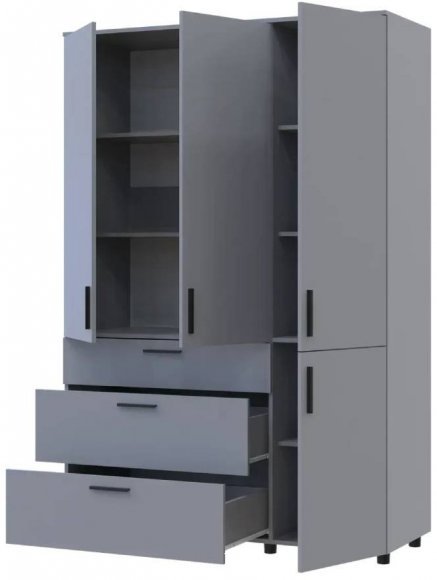 Шафа для одягу Doros Торн Сірий 3 ДСП/3Ш (полиці) 135х51.6х200 (DRS-012064)