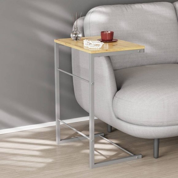Столик приставний Террі Ferrum-decor 650x440x330 Сірий метал ДСП Дуб Артизан 16 мм (FRD-104667)