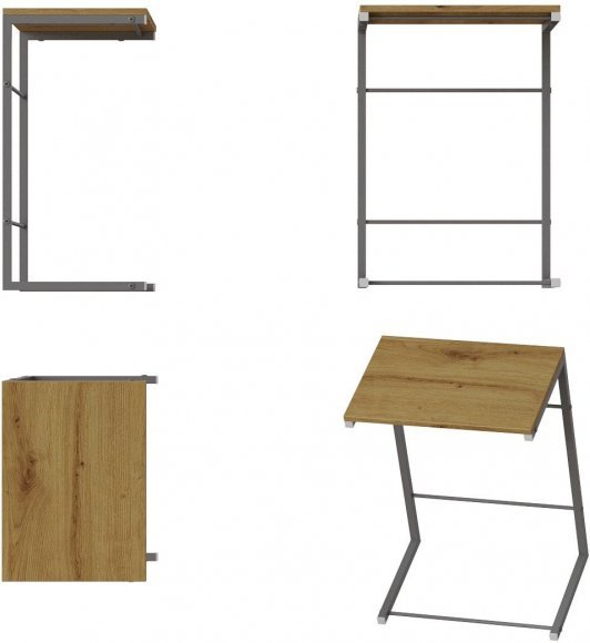 Столик приставний Террі Ferrum-decor 650x440x330 Сірий метал ДСП Дуб Артизан 16 мм (FRD-104667)
