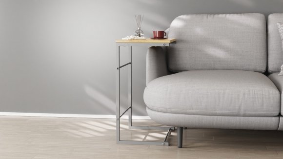 Столик приставний Террі Ferrum-decor 650x440x330 Сірий метал ДСП Дуб Артизан 16 мм (FRD-104667)